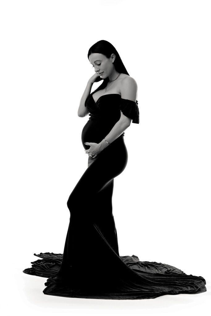 black and white maternity